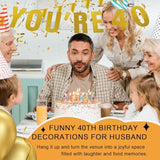 Holy Shit You'Re 40 Banner – Funny 40Th Birthday Party Decorations For Her Him,Glitter Gold Sign For Party Backdrop,Wall Decor,And Celebration Supplies