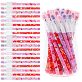 48Pcs Hb Valentines Stackable Pencils Translucent Multipoint Multicolor Non Sharpening Pop Up Plastic Pencils Rose,Love Heart Valentines Stationery Pencil