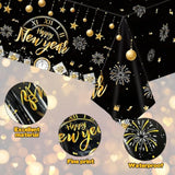 Happy New Year Decorations, 3 Pack New Years Eve Party Supplies Disposable Plastic Table Covers 54 X108 Inch And New Year Banner For 2026 New Years Eve Party Decorations