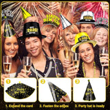 100 Pcs 2026 New Year Party Supplies for 50 People with Hats, Horns, and Headbands
