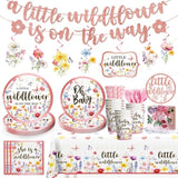 161pcs Wildflower Baby Shower Set β Tableware, Banner & Decor for 25 Guests