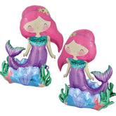 26" self-standing mermaid foil balloons, pack of 2 for mermaid birthday parties