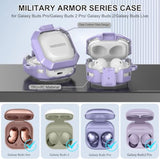 Safety Lock Case For Samsung Galaxy Buds 2 Pro/Galaxy Buds Pro/Galaxy Buds 2/Galaxy Buds Live, Carbon Fiber Clear Cover For Galaxy Buds Fe For Women With Keychain & Cleaner Kit (Purple)