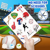 96 Pcs Baseball Sports Pre-Cut Temporary Tattoos For Kids | Super Cute Baseball Themed Birthday Party Favors, Supplies, Decorations, Fake Tattoo Stickers (Multiple)