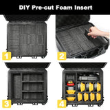 Storage Case For Dewalt Battery & Charger - Waterproof Power Tool Box Storage Bag With Customizable Fit Foam For Milwaukee/Makita/Ryobi Battery & Charger (Only Case)