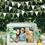 32ft Olive & Sage Green Pennant Banner Fabric Garland for Parties & Events