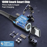 Usb C To C Charge Cable With 1X Removable Magnetic Adapter Tips 360° Rotation 9 Pin 480Mbps Pd100W Charging & Data Tramission Cord (1 X 6Ft Black)