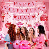 Happy Galentine'S Day Banner Galentine’S Day Decorations Happy Valentines Day Decorations For Ladies Girls Galentines Day Hanging Swirls With Heart Garland Valentines Day Wall Decorations