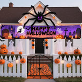 Happy Halloween Banner 120x20in with Ribbon Purple Outdoor Yard Porch Garden Party Backdrop Decor