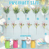 4 Set Easter Table Centerpiece Artificial Easter Egg Picks With High Farmhouse Vase Artificial Easter Flower 4 Metal Pot 8 Easter Spray With Eggs 8 Berries Eucalyptus Flower Plants For Easter Tabletop