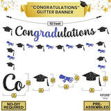 Glitter Blue and Black Congratulations Banner 10 Feet
