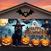 Halloween Garage Door Banner 6x13ft Large Hanging Backdrop Ghost Pumpkin Cat Haunted House Decor