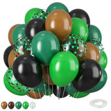 12" Green & Brown Retro Balloons Black & Green Confetti for Jungle Safari Party