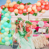 Tropical Luau Balloon Arch Kit with Palm Leaves & Plumeria