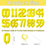 20pcs Gold Number Foil Balloons 16in Birthday Anniversary Party Decor