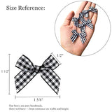 Gingham Craft Ribbon Bows Mini Checkered Ribbon Flowers Appliques For