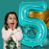 40" Teal Blue Number 5 Balloon Giant Foil for 5th Birthday Party Decor