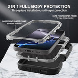 For Iphone 16 Pro Max Case, Military Grade 3 In 1 Heavy Duty Shockproof/Drop Proof/Dust Proof Case With 2Pcs Tempered Glass Screen Protector (Black/Grey)