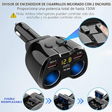 Cigarette Lighter Splitter 2 Socket, 150W Cigarette Lighter Adapter 20W Usb C Car Charger And 18W Qc3.0 Multi Port Car 12V Splitter With Button Switch Led Voltmeter For Gps Dash Cam Phone Tablet