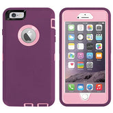 Iphone 6/6S Plus Heavy Duty Case - Built-In Screen Protector, 4-In-1 Rugged Shockproof Cover (Pink/Purple)