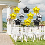 100pcs Black Gold Silver Star Foil Balloons 18 Inch Party Decorations