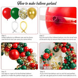 147Pcs Red Green And Gold Balloon Garland Kit - Red Green Gold Balloon And Gold Confetti Balloons For Birthday Baby Shower Wedding Christmas Party Decoration