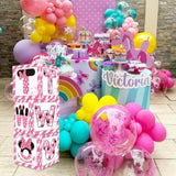 Pink Mouse 2Nd Birthday Party Supplies Balloon Box With Letters?Pink Mouse Theme Two Years Old Birthday Party Favors For Girls Second Birthday Decorations