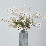22.8 '' Long 6 Pcs Faux Plum Blossom Artificial Plum Flowers Fake Plum Branches Long Stem Silk Autumn White Plum Silk Simulation Flower Floral Arrangement For Home Wedding Table Decoration Party