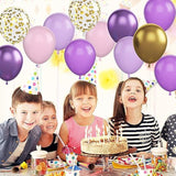 60Pcs Pink & Purple Pastel Balloons, 12-Inch Metallic Gold Confetti for Girls' Party Decor