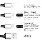 2 Pack 10FT 3 in 1 Multi Charging Cable USB C Micro USB Braided Universal Charger