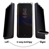 Galaxy S9 Plus Screen Protector Privacy 2-Way Anti Spy (2 Pack) Curve Fit Soft Film (Not Tempered Glass) For Samsung S9+ With 1-Pack Back Skin Protector