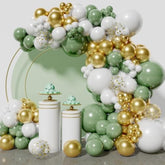 Sage Green White Gold Balloon Garland Arch Kit, 146Pcs Latex Balloons Different Sizes For Birthday Baby Shower Gender Reveal Wedding Party Decoration