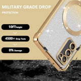 Clear Magnetic Case For Samsung Galaxy S20 Fe 5G With Gradient Glitter Peice(2 In 1), Luxury Plating Cute Transparent Bling Sparke Case For Women Girls,Shockproof Tpu Protector Cover-Gold