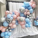 60 Pcs Macaron Pink & Blue Balloons, Metallic Baby Shower, Gender Reveal Decor