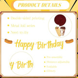 Fast Food Birthday Party Decorations, 10Pcs Glitter Happy Birthday Banner And Hanging Swirls Decoration Pizza Hamburger Hot Dog Decor French Fries Popcorn Donuts Themed Party Supplies