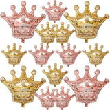 Gold Crown Balloons,14Pcs Rose Gold Foil Crown Balloons,27Inch And 12Inch Helium Polyester Film Balloon For Princess Prince Birthday Wedding Baby Shower Party Decorations
