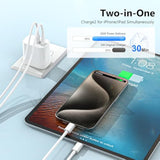 USB C Charger Block,3-Pack Dual Port USB C Fast Charging Block?Type C Wall Charger Plug for iPhone 16/15/14/13/12/11/ Pro Max/Plus/Xs Max/XR/X,iPad Pro (20W)
