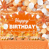 62PCS Orange Balloon Arch Kit with Happy Birthday Banner Star Foil Balloons for Party