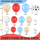 115PCS Farm Animal Balloon Garland Kit - Red, Blue & Cow Print for Party Decor