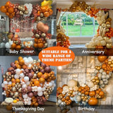 142PCS Fall Balloon Arch Kit Burnt Orange Brown Gold Pumpkin Maple Decor