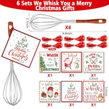 6 Set/12 Pcs Christmas Whisks Gifts Includes 6 Pcs 10 Inch 304 Stainless Steel Whisk With Wooden Handle And 6 We Whisk You A Merry Christmas Greeting Cards For Xmas Cooking Supplies