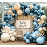 Dusty Blue White Balloon Garland Double Stuffed Slate Fog Blue Balloon