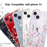 Compatible With Iphone 14 Case With Screen Protector, Flower Pattern Design, Floral Clear Women Phone Case Shockproof Protective Soft Bumper Cover 6.1 Inch 2022(Blooming Flowerets)