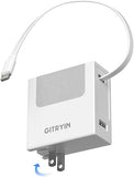 40W Retractable Wall Charger with 33.5in Lightning Cable PD Fast Charging Block for iPhone