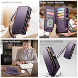 Compatible With Samsung Galaxy S24 Plus Case Wallet With Rfid Blocking Card Holder For Women, Pu Leather Magnetic Snap Flip Zipper Strap Phone Case Fit For Galaxy S24 Plus 5G 6.7", Purple