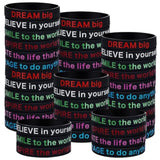 48 Pcs Motivational Quote Rubber Bracelets Colored Inspirational Silicone Wristbands Stretch Bracelets For Men Women Black History Month Teacher Office Party Favor Gifts(Black)