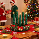 6Pcs Flameless Christmas Tree Candles With Remote Timer, Led Taper Candles Battery Operated Flickering Flame, 10 Inches Green Real Wax Window Candlesticks For New Year Xmas Decorations