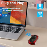 Wireless Mouse 2.4Ghz Cool Car Shape Wireless Red Mouse With Usb Receiver 3 Buttons 1600 Dpi Optical Portable Compact Small Cordless Mice For Laptop Pc Computer Desktop Small Hands Kids Adults Gift