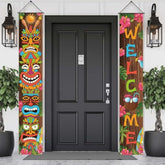 Hawaiian Luau Tiki Totem Porch Sign Banner Tropical Party Decorations