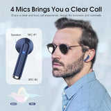 Wireless Earbuds, Bluetooth 5.3 Headphones With 4-Mics Clear Call And Enc Nois